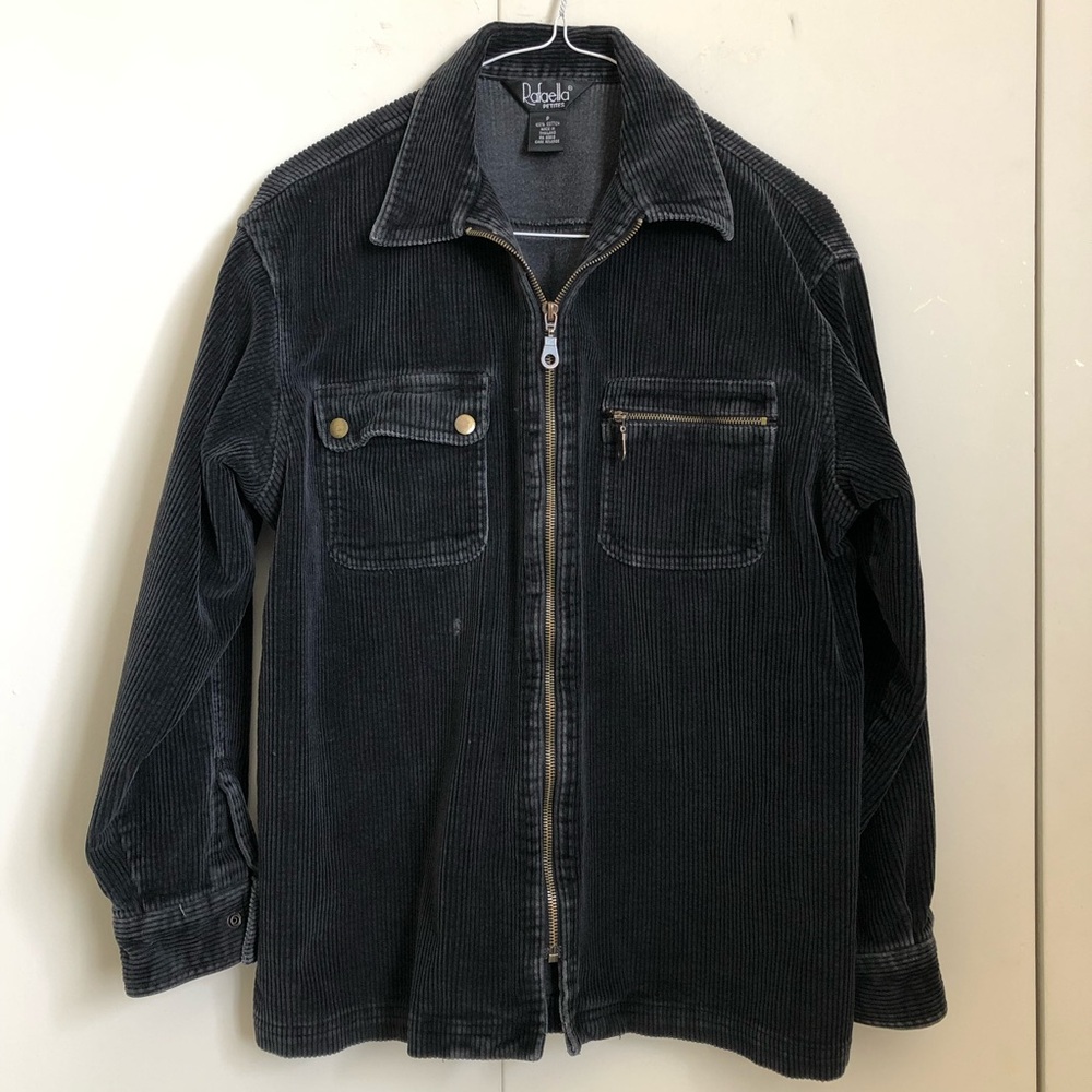 Rafaella Petites Black Wide Wale Corduroy Zip Jacket
